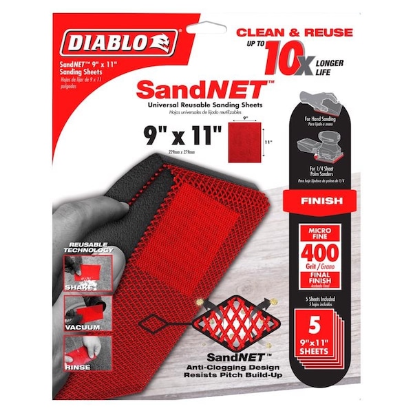 Diablo Diablo SandNet 9 in. L X 11 in. W 400 Grit Ceramic Blend All Purpose Sandpaper 5 pk DND911400H05G - main